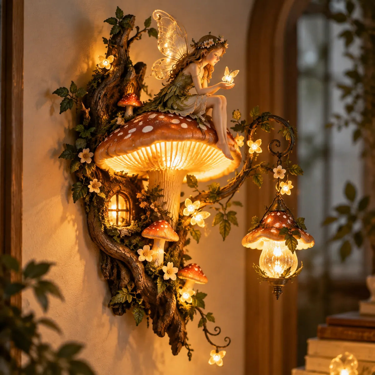 🧚✨ Enchanted Mushroom Fairy Wall Light 🍄🌿