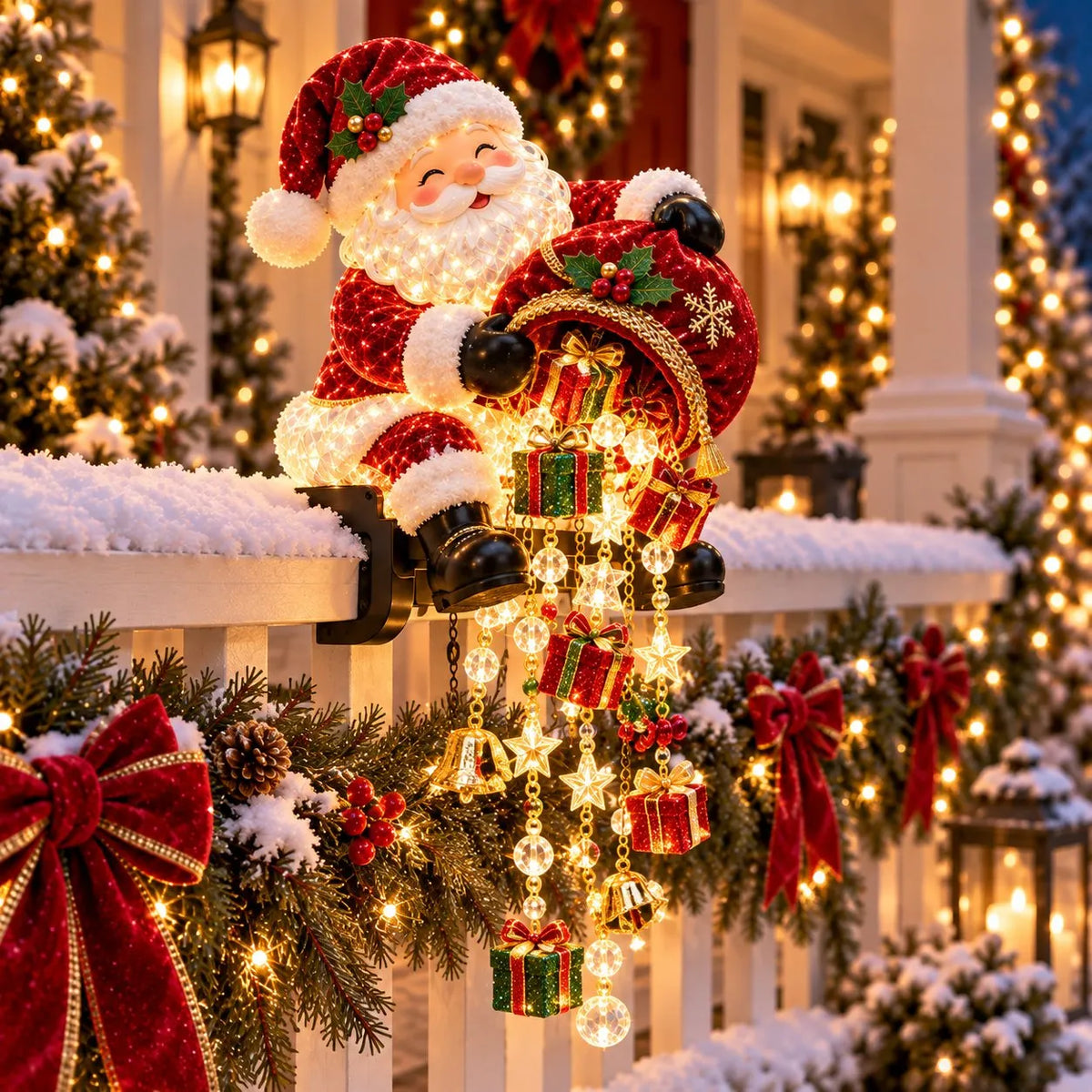 🎅 Santa Magic Gift Cascade Railing Light