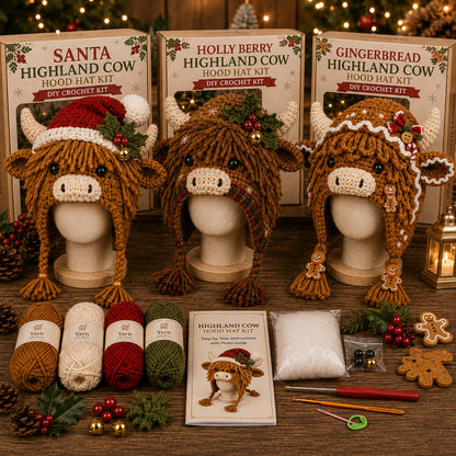 🐮🐲🎄Christmas Character Hood DIY Crochet Kit