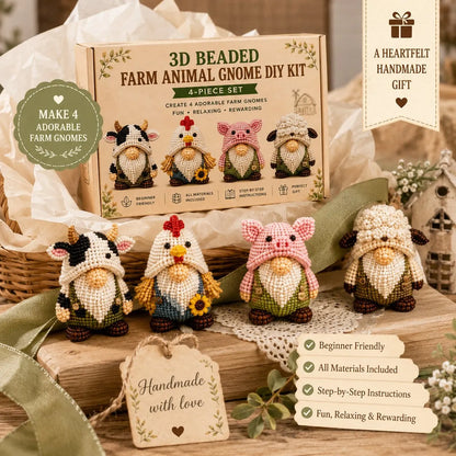 3D Beaded Farm Animal Gnome DIY Kit
