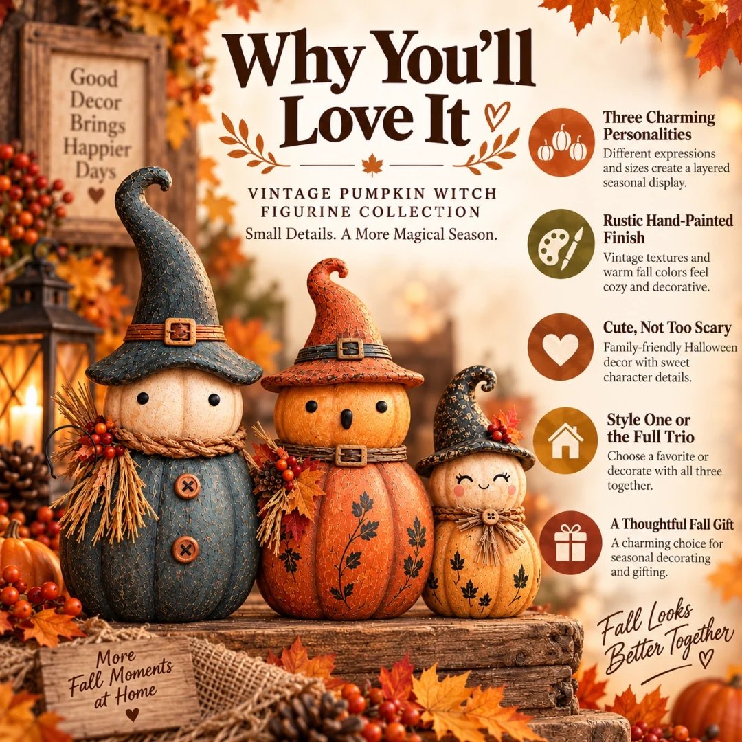 Vintage Pumpkin Witch Figurine Collection