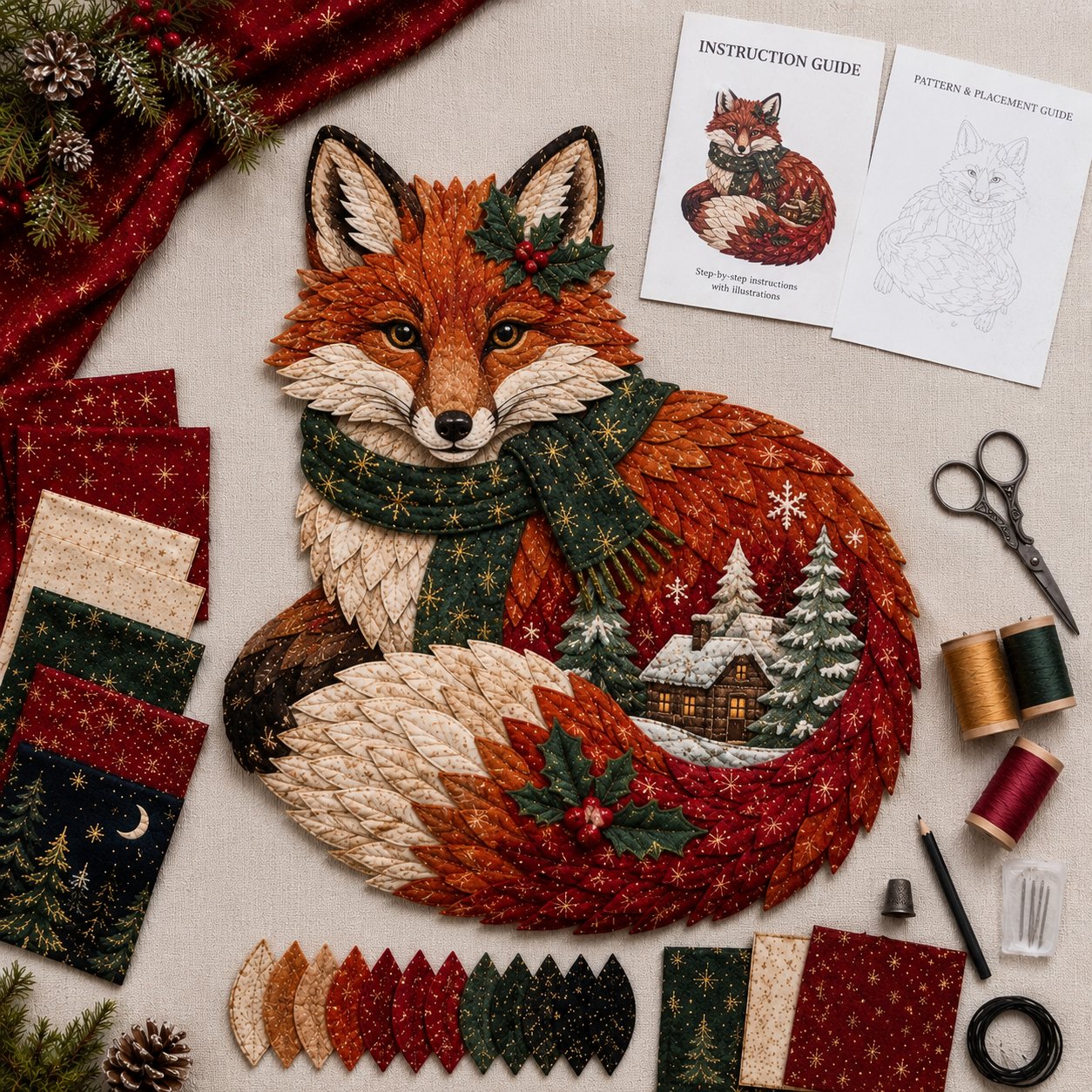 🎄🎅Christmas Woodland Wildlife DIY Patchwork Kit–✨Create a Festive Handmade Keepsake (📦Buy 2 Free Shipping)