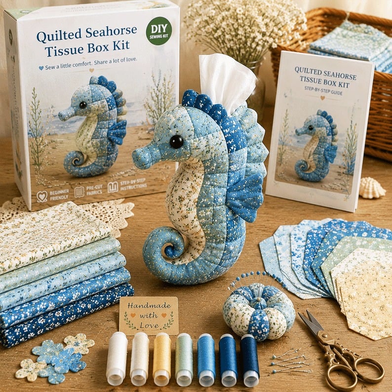 🎁DIY Gift🧵 Quilted sea Animal Tissue Box DIY Kit