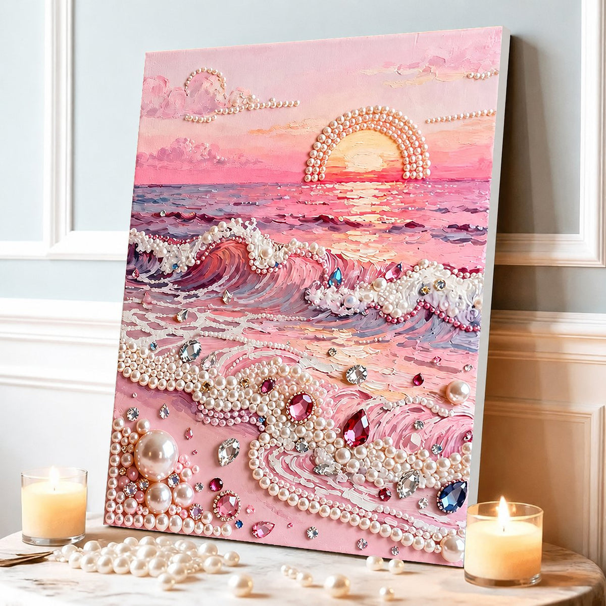 DIY Self-Adhesive Pearl Canvas Art for Elegant Wall Decor