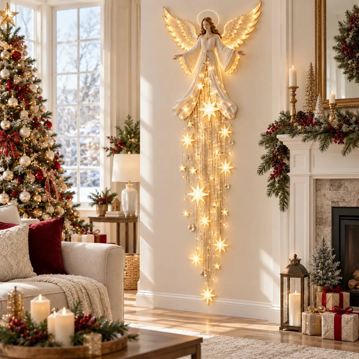 ✨ Angel Blessing Starfall Wall LightTM – Heavenly Christmas Wall Decor