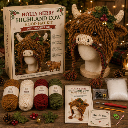 🐮🐲🎄Christmas Character Hood DIY Crochet Kit