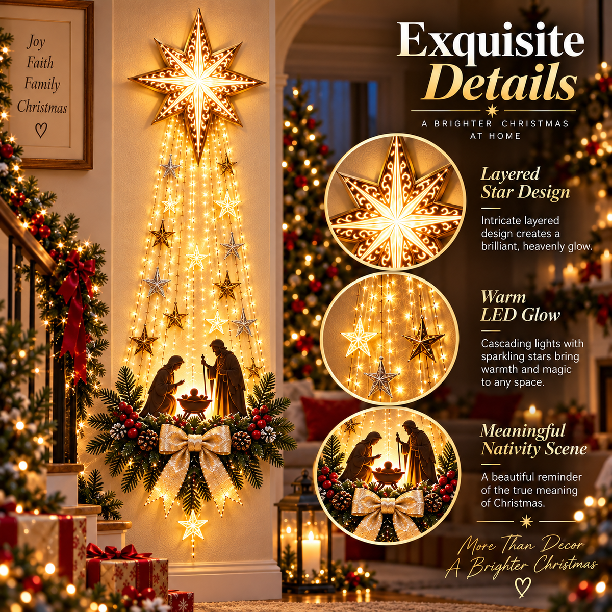 ✝️✝️ Bethlehem Star Nativity Wall Light – A Little Holy Night Magic, Right on Your Wall ✨