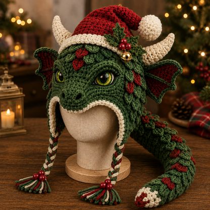 🐮🐲🎄Christmas Character Hood DIY Crochet Kit