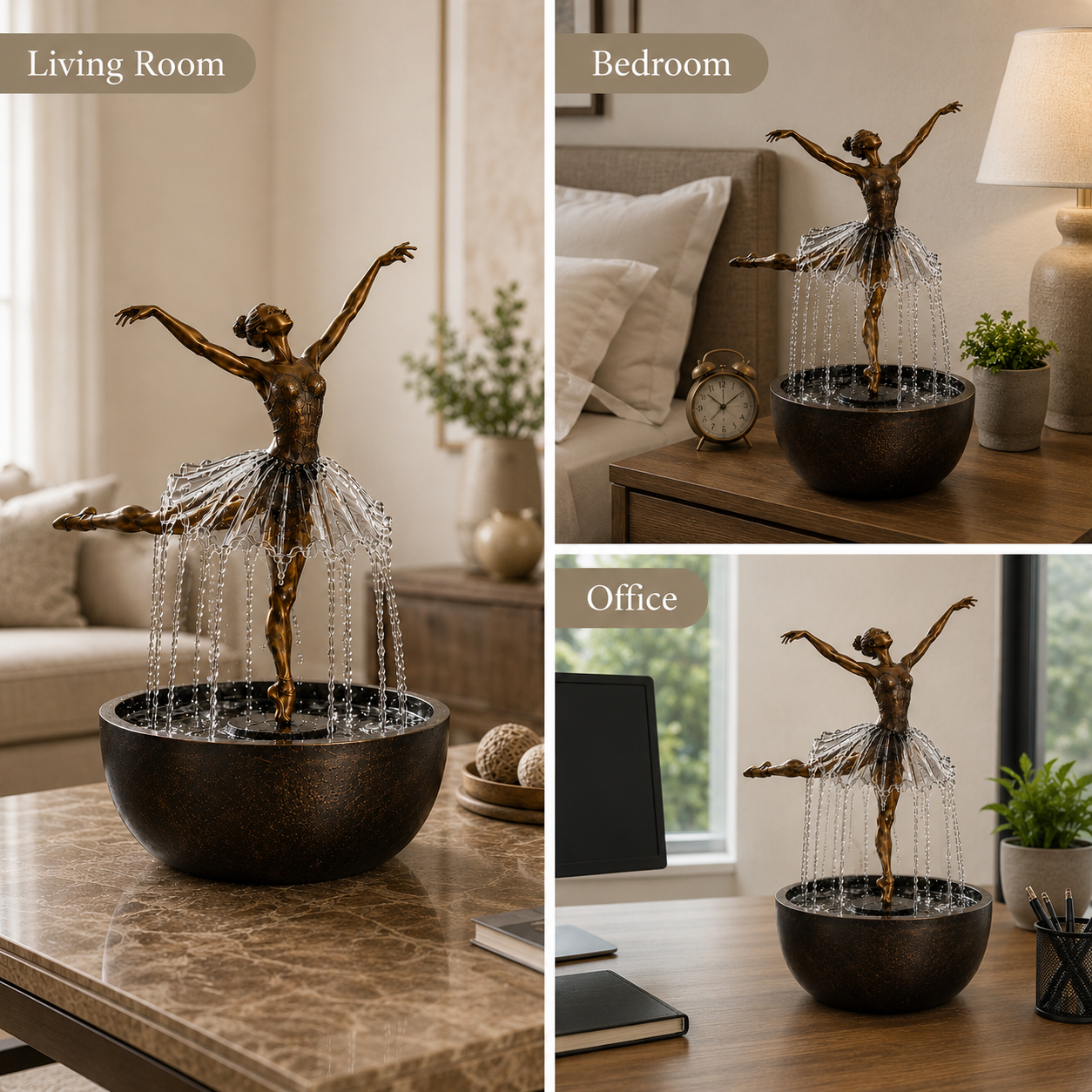 🎁💃Elegant Ballerina Tabletop Water Fountain for Home & Office Decor💧
