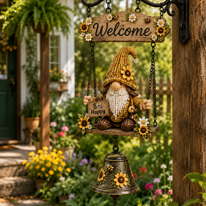 🐞 Rustic Garden Gnome Bell Outdoor Decoration 🌼