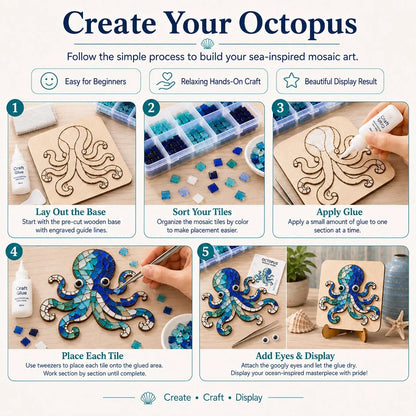🌊 Octopus Mosaic Kit | Beginner-Friendly DIY Glass Craft with Step-by-Step Instructions