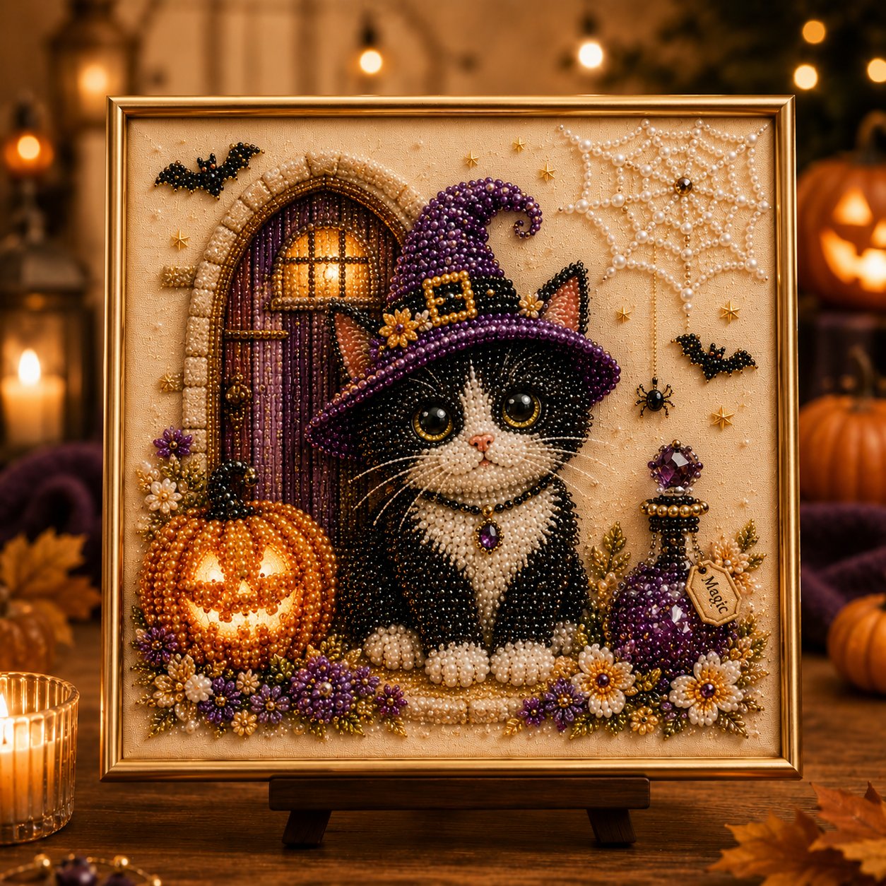 Last Day 49% OFF - DIY Halloween Cat Pearl Bead Painting Kit ‍ Buy 3 Get Free Shipping