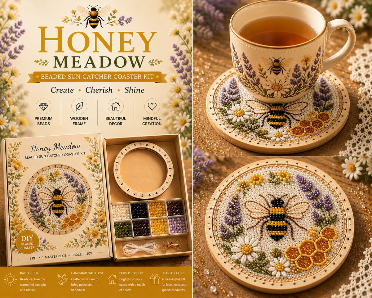 🔥Last Day: BUY 3 GET 1 FREE🌸 Beaded Sun Catcher Coaster Kit Collection