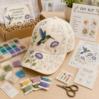 🐦🌸 Premium Hummingbird Garden Beaded Hat DIY Kit