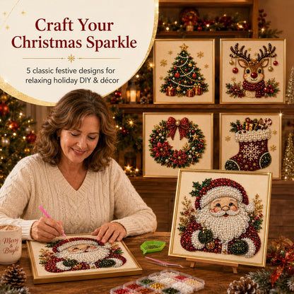 🧘Cozy & Creative-💎 Christmas Pearl Diamond Art Kit With Display Frame