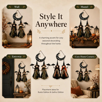 Moonlit Witch Sisters Wall Hanging