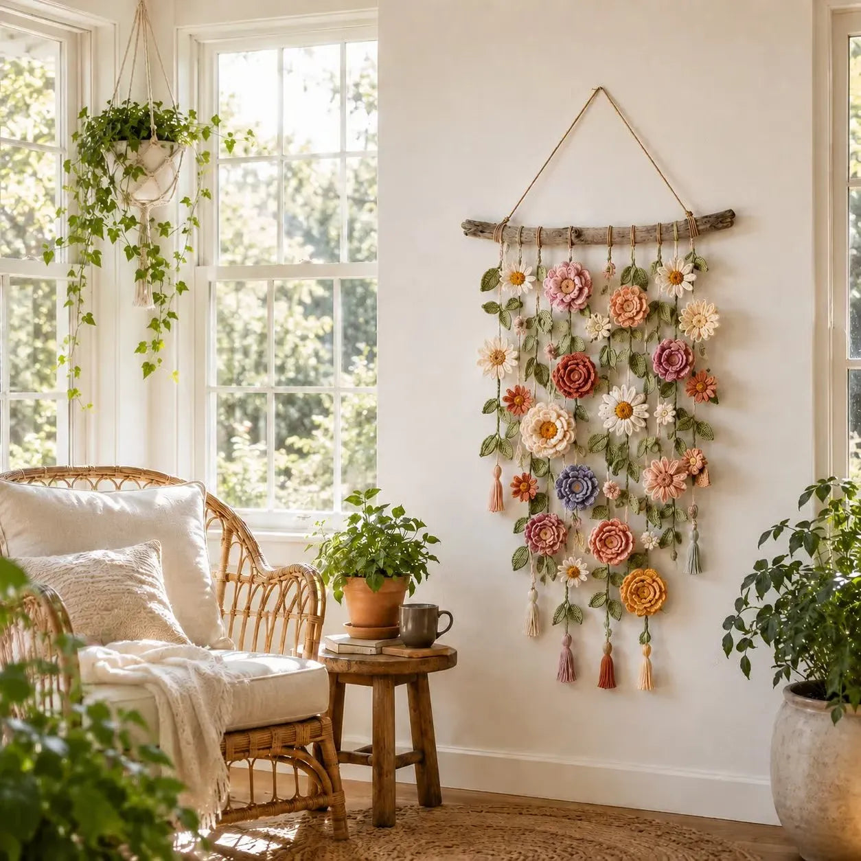 🌸HandMade Boho Crochet Flower Wall Hanging Decor(Create Your Flower Wall & Save)