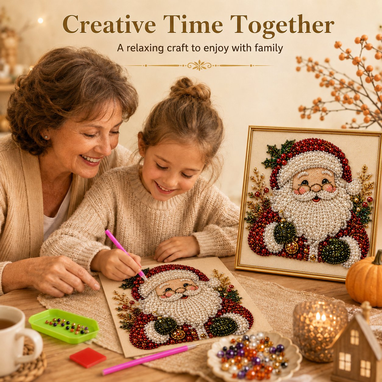 🧘Relaxing & Beginner-Friendly🎨💎DIY Christmas Pearl Diamond Painting Art Kit