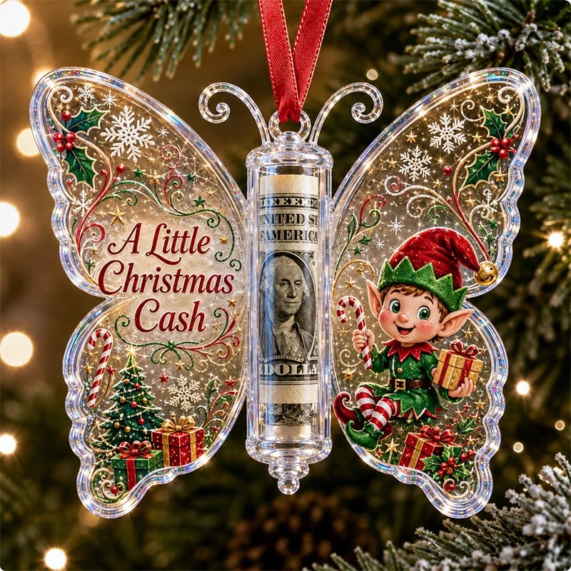 🔥LAST DAY 49% OFF🎄Christmas Cash Gift Butterfly Ornament🦋 – Holiday Money Holder Keepsake💵✨