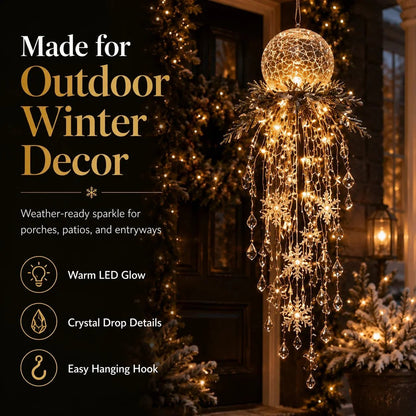 Crystal Cascade Christmas Light – Hanging Snowflake & Crystal LED Porch Décor ✨❄️