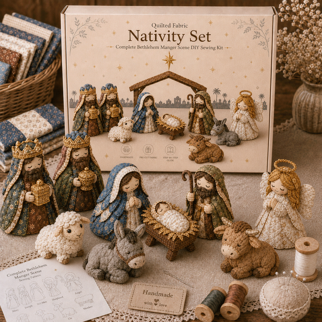 ✨ DIY Patchwork Nativity Scene Sewing Kit