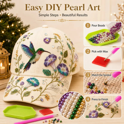 🐦🌸 Premium Hummingbird Garden Beaded Hat DIY Kit