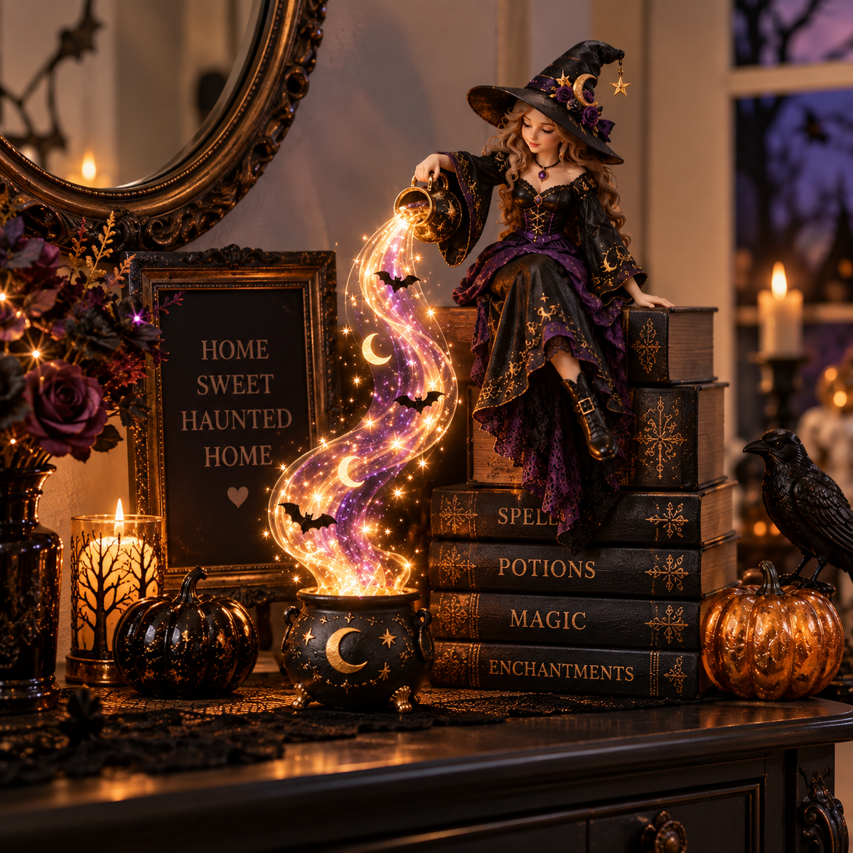 🔥 Hot Sale 45% OFF | 🌙 Midnight Spellstream™ – Enchanted Halloween Shelf Light Collection