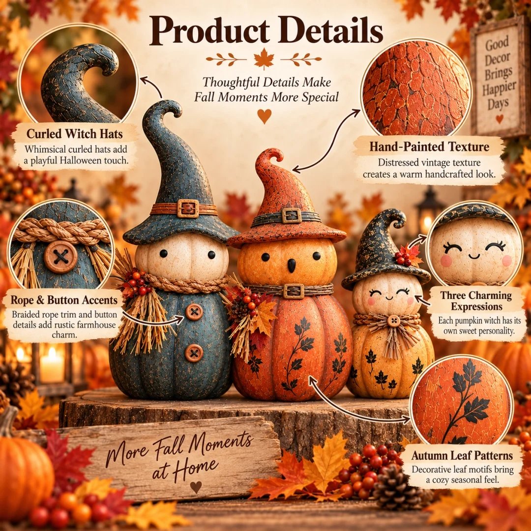 Vintage Pumpkin Witch Figurine Collection