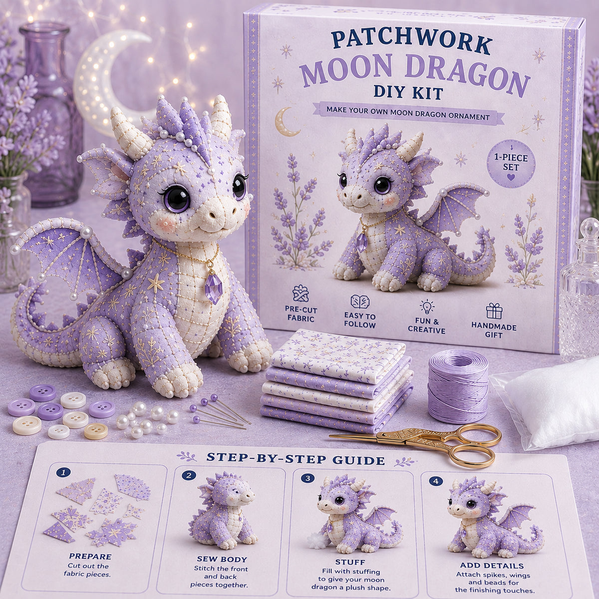 DIY Patchwork Dragon Kit – Craft Your Own Magical Collectible Dragon Plush 🎁 For Your Family ❤️