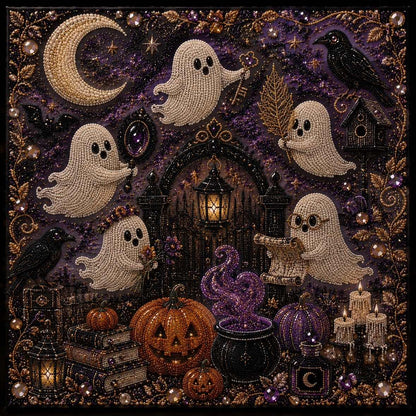 🧘Relaxing & Beginner-Friendly👻Cute Ghosts Pumpkins 3D Pearl Mosaic Art Kit