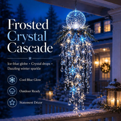 Crystal Cascade Christmas Light – Hanging Snowflake & Crystal LED Porch Décor ✨❄️