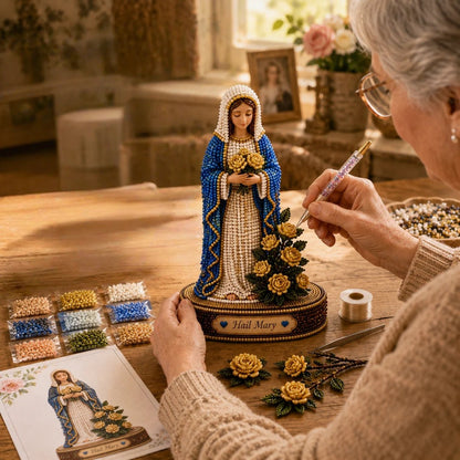 ✝️Vintage Blessed Virgin Mary 3D Beaded DIY Kit💕