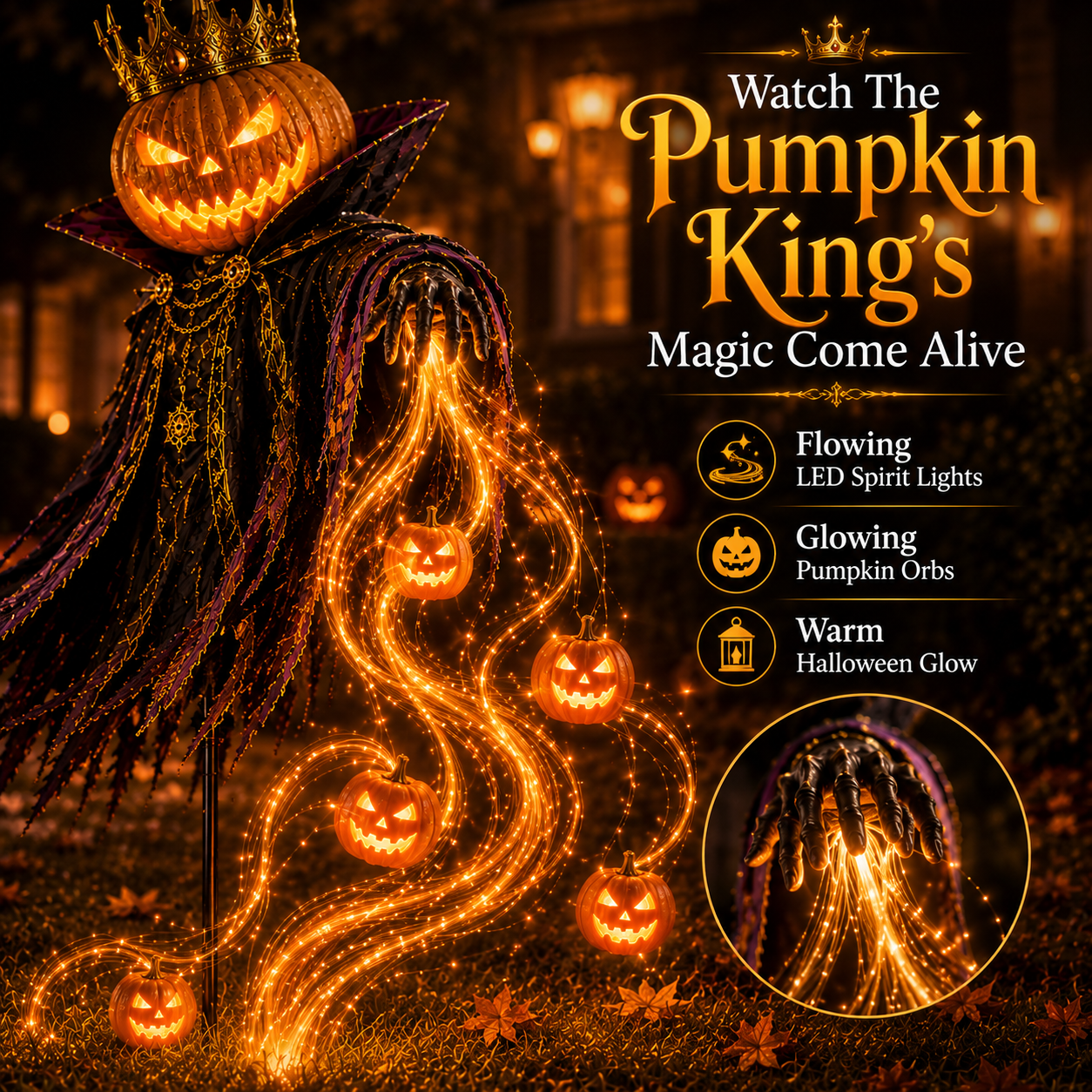 🎃Pumpkin King AwakeningTM – Flowing LED Halloween Yard Light