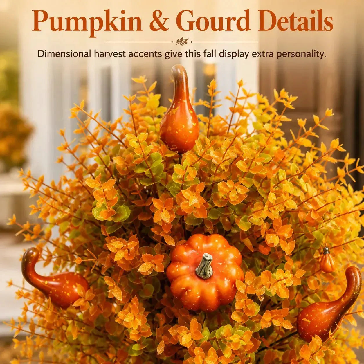 🍂Artificial Fall Pumpkin Tree Stakes– 🧡Full, Lush & Fade-Resistant