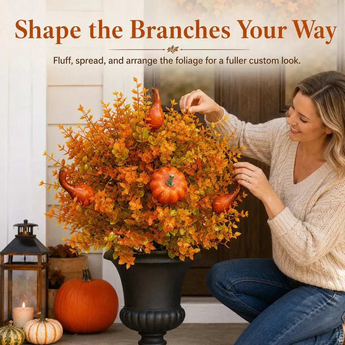 🍂Artificial Fall Pumpkin Tree Stakes– 🧡Full, Lush & Fade-Resistant